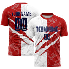 Load image into Gallery viewer, Custom Graffiti Pattern Navy-Red USA Scratch Sublimation Soccer Uniform Jersey

