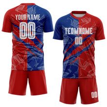 Load image into Gallery viewer, Custom Graffiti Pattern Red-Royal USA Scratch Sublimation Soccer Uniform Jersey
