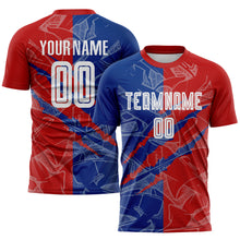 Load image into Gallery viewer, Custom Graffiti Pattern Red-Royal USA Scratch Sublimation Soccer Uniform Jersey
