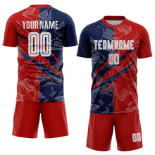 Load image into Gallery viewer, Custom Graffiti Pattern Red-Navy USA Scratch Sublimation Soccer Uniform Jersey
