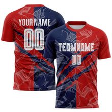 Load image into Gallery viewer, Custom Graffiti Pattern Red-Navy USA Scratch Sublimation Soccer Uniform Jersey
