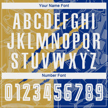 Load image into Gallery viewer, Custom Graffiti Pattern Old Gold-Royal Scratch Sublimation Soccer Uniform Jersey
