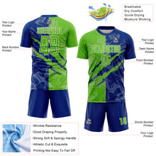 Load image into Gallery viewer, Custom Graffiti Pattern Aurora Green-Royal Scratch Sublimation Soccer Uniform Jersey
