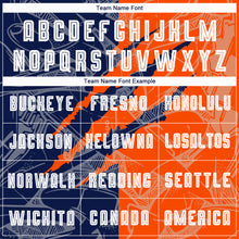 Load image into Gallery viewer, Custom Graffiti Pattern Navy-Orange Scratch Sublimation Soccer Uniform Jersey
