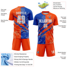Load image into Gallery viewer, Custom Graffiti Pattern Thunder Blue-Orange Scratch Sublimation Soccer Uniform Jersey
