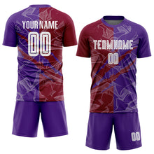 Load image into Gallery viewer, Custom Graffiti Pattern Maroon-Purple Scratch Sublimation Soccer Uniform Jersey
