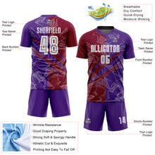 Load image into Gallery viewer, Custom Graffiti Pattern Maroon-Purple Scratch Sublimation Soccer Uniform Jersey
