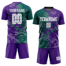 Load image into Gallery viewer, Custom Graffiti Pattern Midnight Green-Purple Scratch Sublimation Soccer Uniform Jersey
