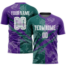 Load image into Gallery viewer, Custom Graffiti Pattern Midnight Green-Purple Scratch Sublimation Soccer Uniform Jersey

