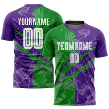 Load image into Gallery viewer, Custom Graffiti Pattern Grass Green-Purple Scratch Sublimation Soccer Uniform Jersey
