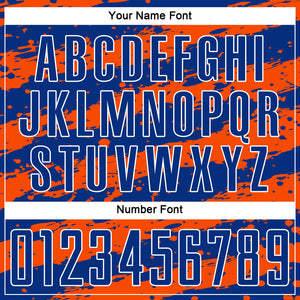 Custom Royal Orange-White Splash Sublimation Soccer Uniform Jersey