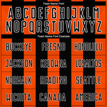 Load image into Gallery viewer, Custom Black Orange-White Line Sublimation Soccer Uniform Jersey
