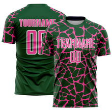 Load image into Gallery viewer, Custom Green Pink-White Abstract Network Splash Sublimation Soccer Uniform Jersey
