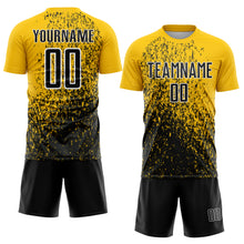 Load image into Gallery viewer, Custom Yellow Black-White Abstract Fragment Art Sublimation Soccer Uniform Jersey
