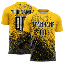 Load image into Gallery viewer, Custom Yellow Black-White Abstract Fragment Art Sublimation Soccer Uniform Jersey

