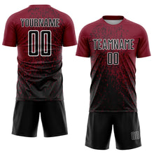 Load image into Gallery viewer, Custom Crimson Black-White Abstract Fragment Art Sublimation Soccer Uniform Jersey
