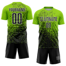 Load image into Gallery viewer, Custom Neon Green Black-White Abstract Fragment Art Sublimation Soccer Uniform Jersey
