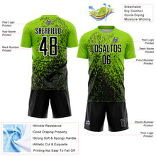 Load image into Gallery viewer, Custom Neon Green Black-White Abstract Fragment Art Sublimation Soccer Uniform Jersey
