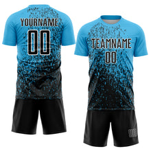 Load image into Gallery viewer, Custom Sky Blue Black-White Abstract Fragment Art Sublimation Soccer Uniform Jersey
