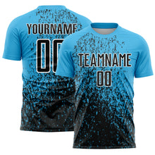 Load image into Gallery viewer, Custom Sky Blue Black-White Abstract Fragment Art Sublimation Soccer Uniform Jersey
