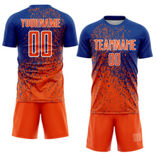 Load image into Gallery viewer, Custom Royal Orange-White Abstract Fragment Art Sublimation Soccer Uniform Jersey
