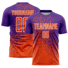 Load image into Gallery viewer, Custom Purple Orange-White Abstract Fragment Art Sublimation Soccer Uniform Jersey
