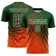 Load image into Gallery viewer, Custom Green Orange-White Abstract Fragment Art Sublimation Soccer Uniform Jersey
