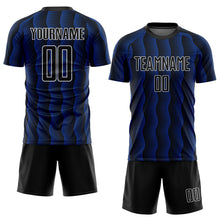 Load image into Gallery viewer, Custom Black Thunder Blue-White Geometric Shape Sublimation Soccer Uniform Jersey
