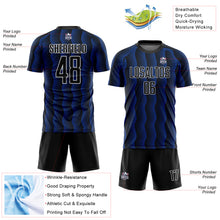 Load image into Gallery viewer, Custom Black Thunder Blue-White Geometric Shape Sublimation Soccer Uniform Jersey
