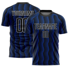 Load image into Gallery viewer, Custom Black Thunder Blue-White Geometric Shape Sublimation Soccer Uniform Jersey
