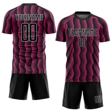 Load image into Gallery viewer, Custom Black Pink-White Geometric Shape Sublimation Soccer Uniform Jersey
