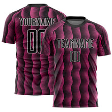 Load image into Gallery viewer, Custom Black Pink-White Geometric Shape Sublimation Soccer Uniform Jersey
