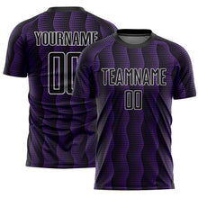 Load image into Gallery viewer, Custom Black Purple-White Geometric Shape Sublimation Soccer Uniform Jersey
