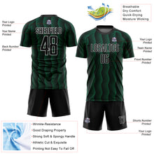 Load image into Gallery viewer, Custom Black Kelly Green-White Geometric Shape Sublimation Soccer Uniform Jersey
