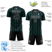 Load image into Gallery viewer, Custom Black Teal-White Geometric Shape Sublimation Soccer Uniform Jersey

