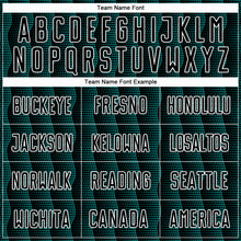 Load image into Gallery viewer, Custom Black Teal-White Geometric Shape Sublimation Soccer Uniform Jersey
