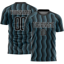 Load image into Gallery viewer, Custom Black Shadow Blue-White Geometric Shape Sublimation Soccer Uniform Jersey
