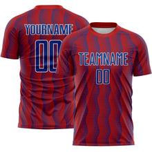 Load image into Gallery viewer, Custom Red Royal-White Geometric Shape Sublimation Soccer Uniform Jersey
