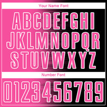 Load image into Gallery viewer, Custom Black Pink-White Gradient Line Sublimation Soccer Uniform Jersey
