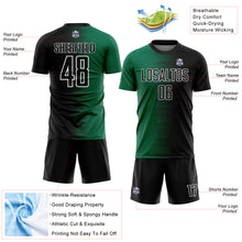 Load image into Gallery viewer, Custom Black Kelly Green-White Gradient Line Sublimation Soccer Uniform Jersey
