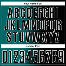 Load image into Gallery viewer, Custom Black Teal-White Gradient Line Sublimation Soccer Uniform Jersey
