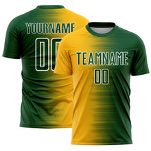 Load image into Gallery viewer, Custom Green Gold-White Gradient Line Sublimation Soccer Uniform Jersey
