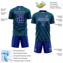 Load image into Gallery viewer, Custom Royal Kelly Green-White Line Sublimation Soccer Uniform Jersey
