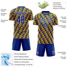 Load image into Gallery viewer, Custom Royal Gold-White Line Sublimation Soccer Uniform Jersey
