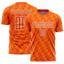 Load image into Gallery viewer, Custom Orange Bay Orange-White Line Sublimation Soccer Uniform Jersey
