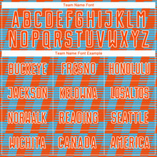 Load image into Gallery viewer, Custom Orange Sky Blue-White Line Sublimation Soccer Uniform Jersey

