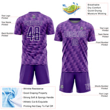 Load image into Gallery viewer, Custom Purple Medium Purple-White Line Sublimation Soccer Uniform Jersey
