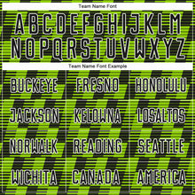 Load image into Gallery viewer, Custom Black Neon Green-White Line Sublimation Soccer Uniform Jersey
