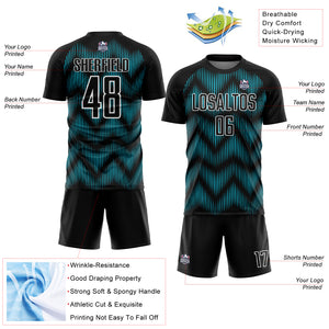 Custom Black Lakes Blue-White Line Sublimation Soccer Uniform Jersey
