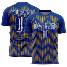 Load image into Gallery viewer, Custom Royal Gold-White Line Sublimation Soccer Uniform Jersey
